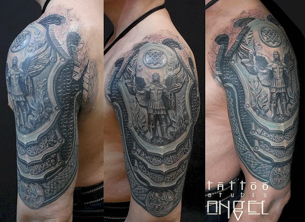 Roman shoulder armour tattoo