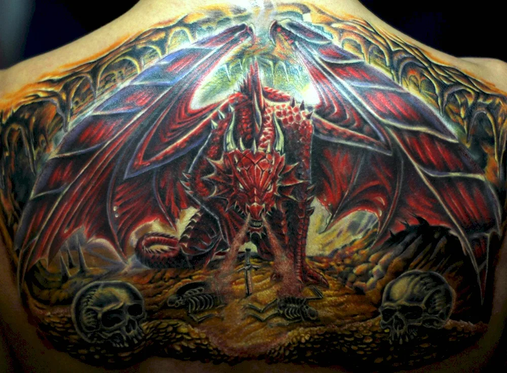 Tattoo dragon on forearm