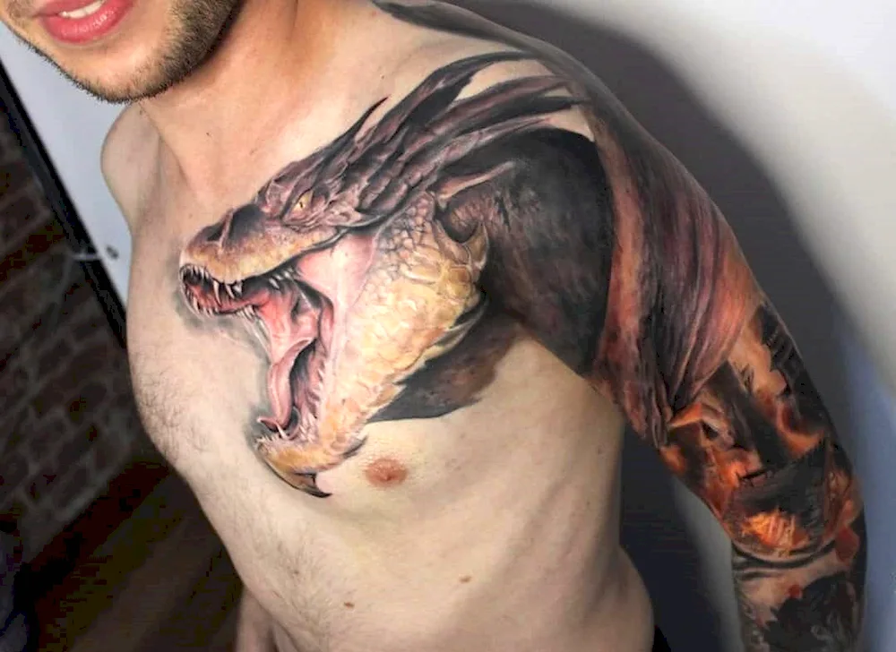 dragon tattoo on shoulder