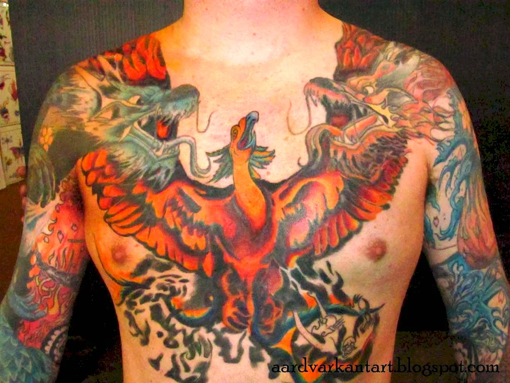 Phoenix Tattoo on Chest