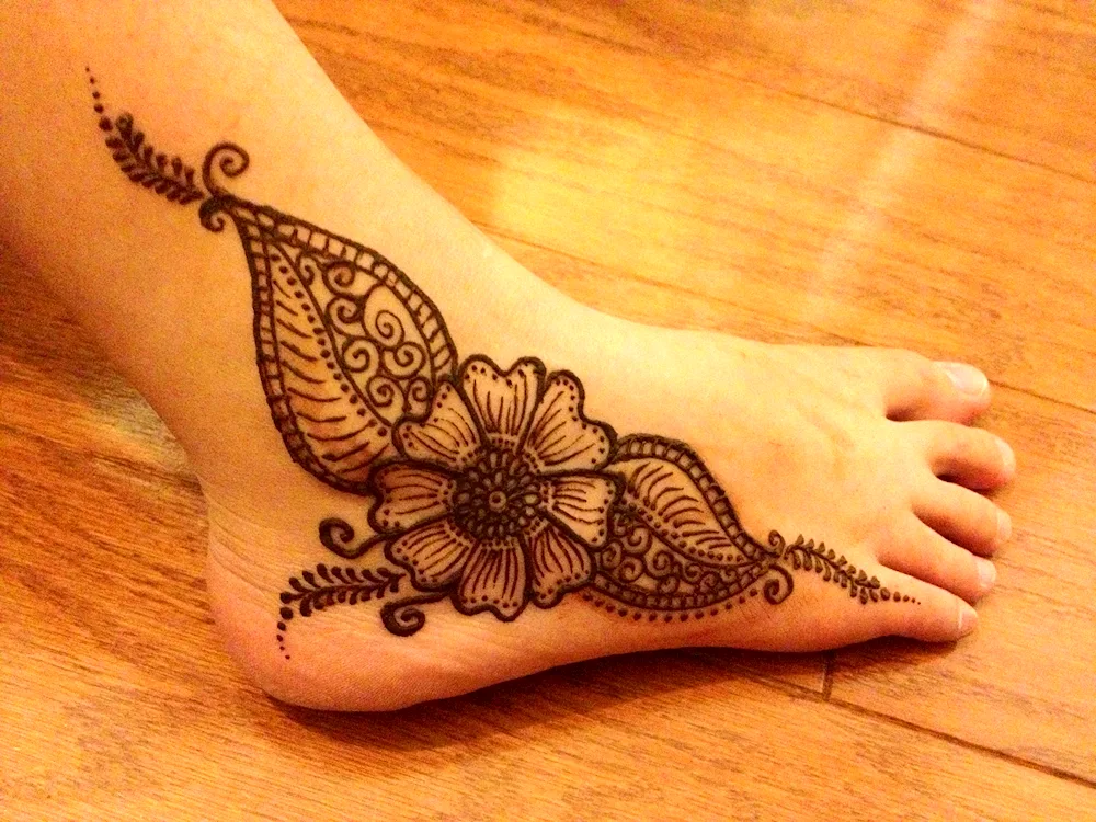 Henna tattoo on the foot