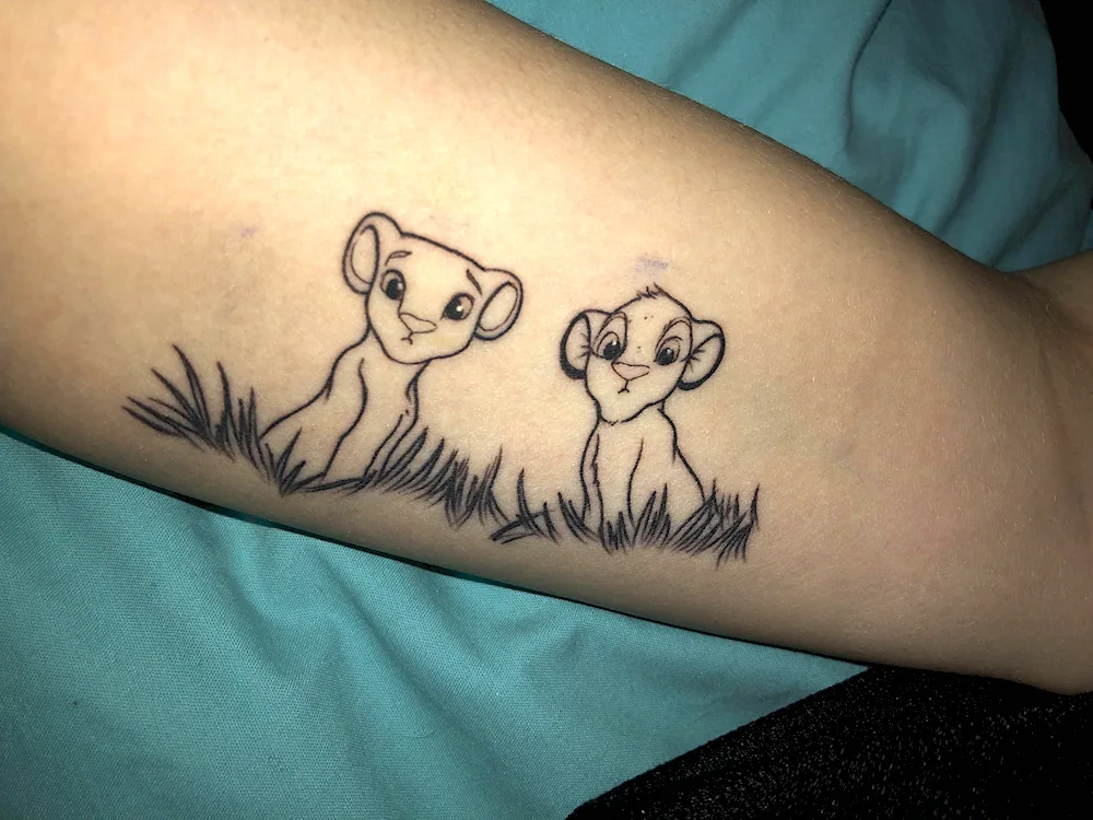Lion lioness and Lion cub