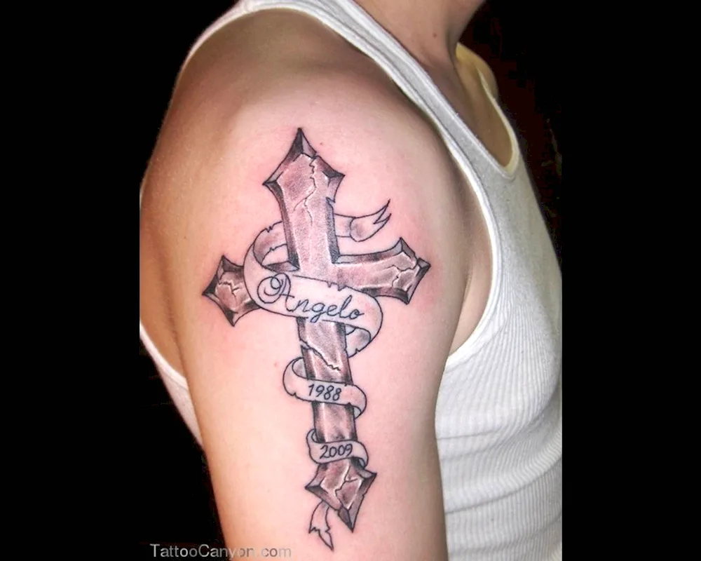 Tattoo cross with wings