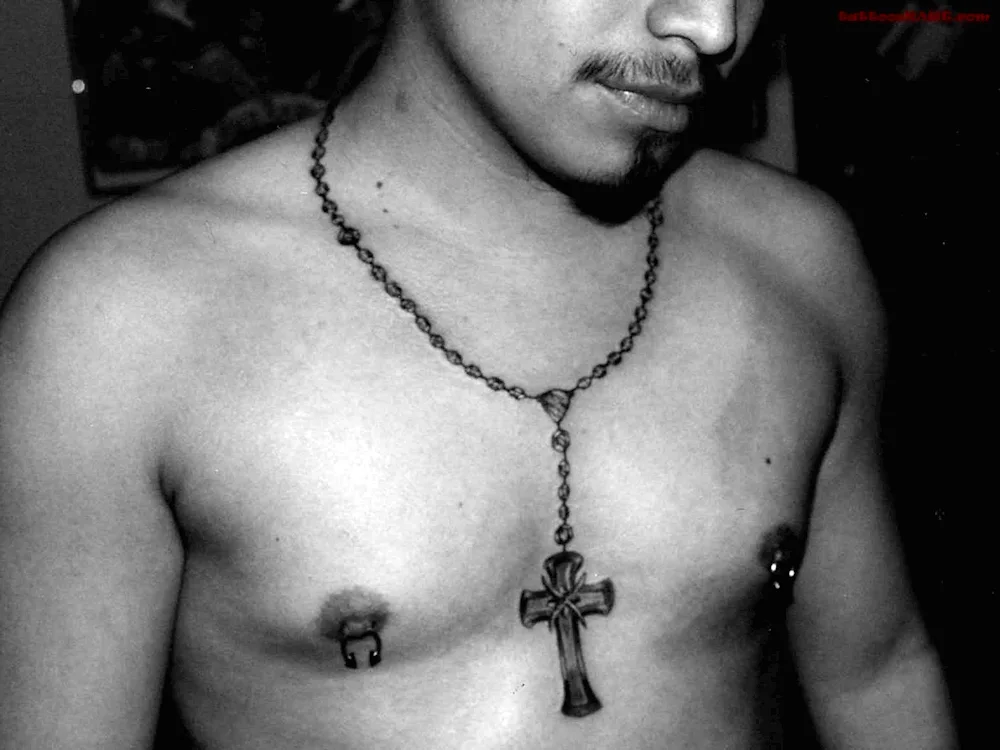 Tattoo cross with chain