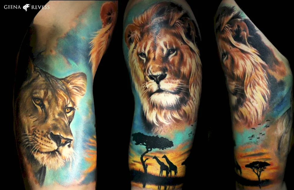 Lion tattoo lioness