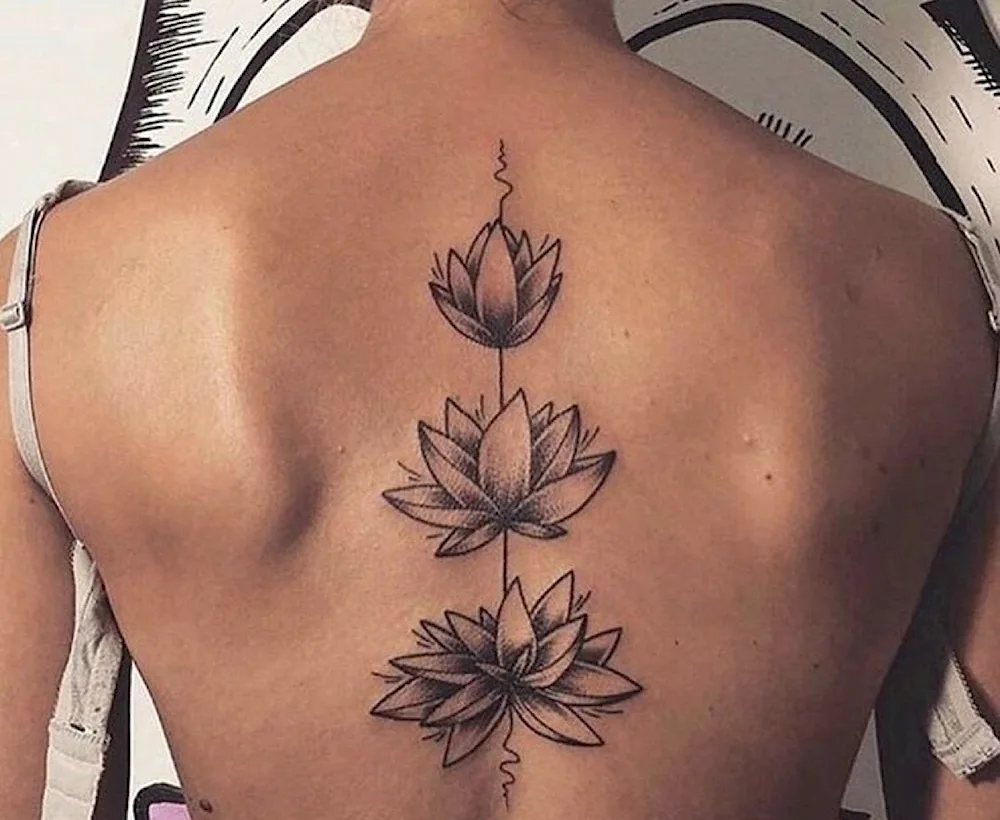 Beautiful Lotus tattoo on the back