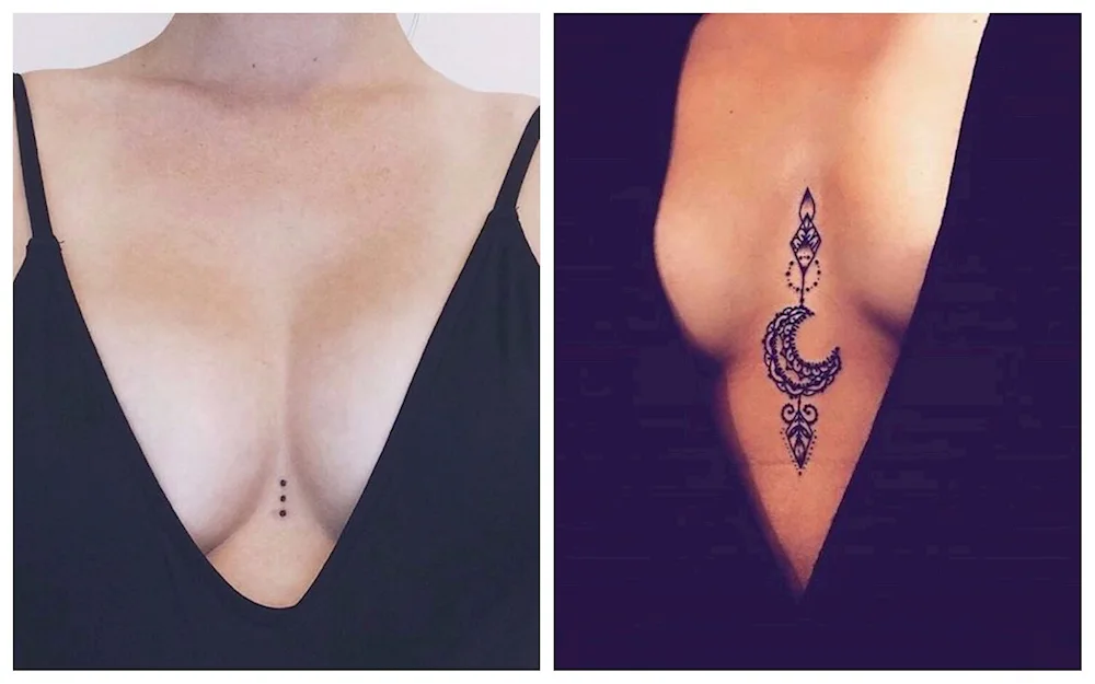 Tattoo between breasts for girls