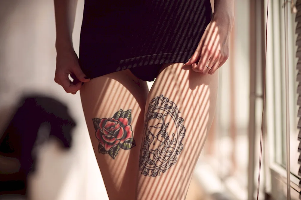 Tattoo on leg thigh