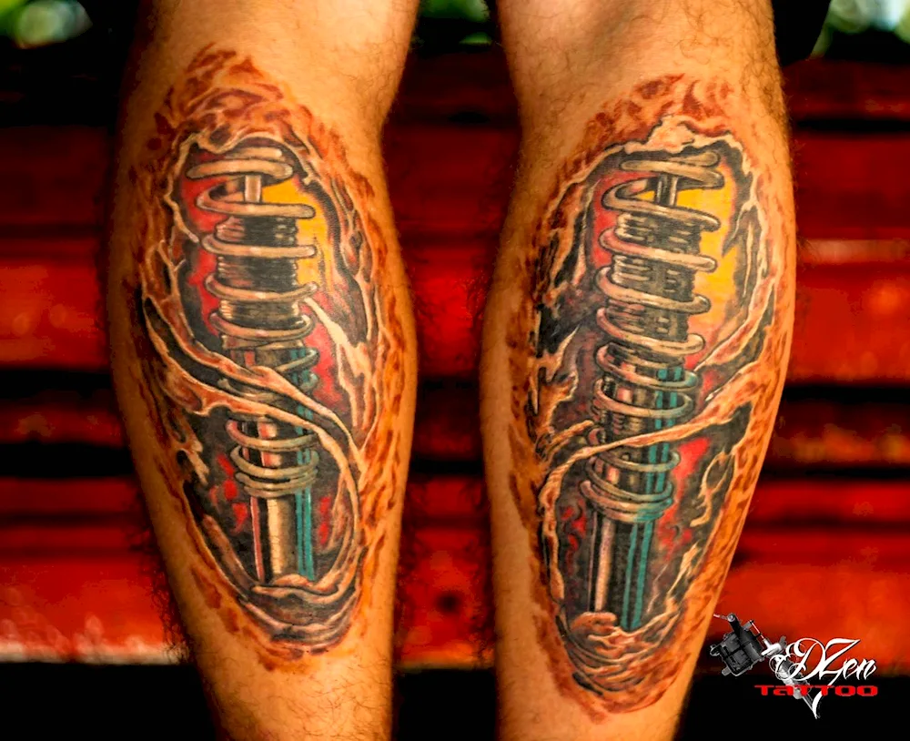 Tattoo on the leg men's