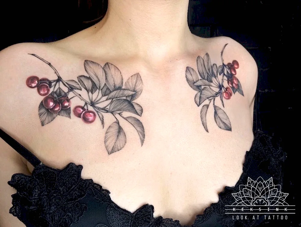 Clavicle flower tattoo