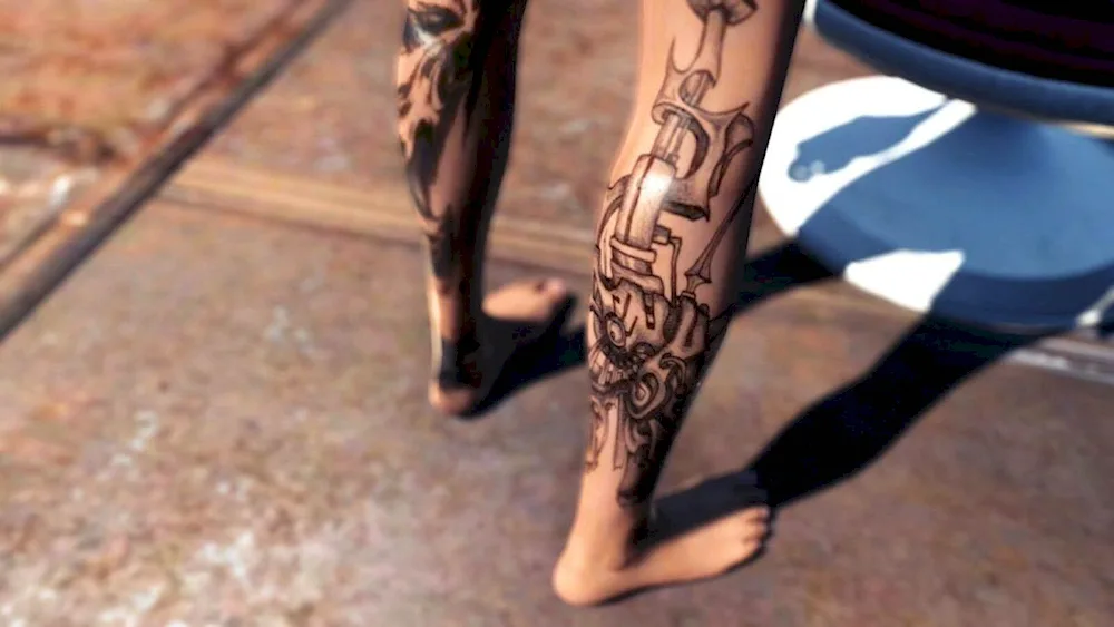 Lion tattoo on the leg