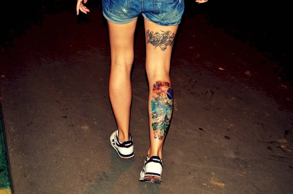 Calf tattoo for girls