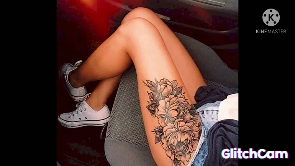 Female shin tattoos