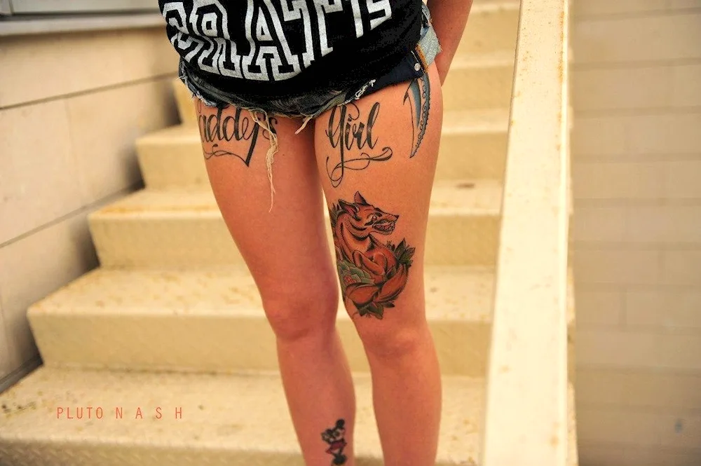 Tattoo on the side of the leg