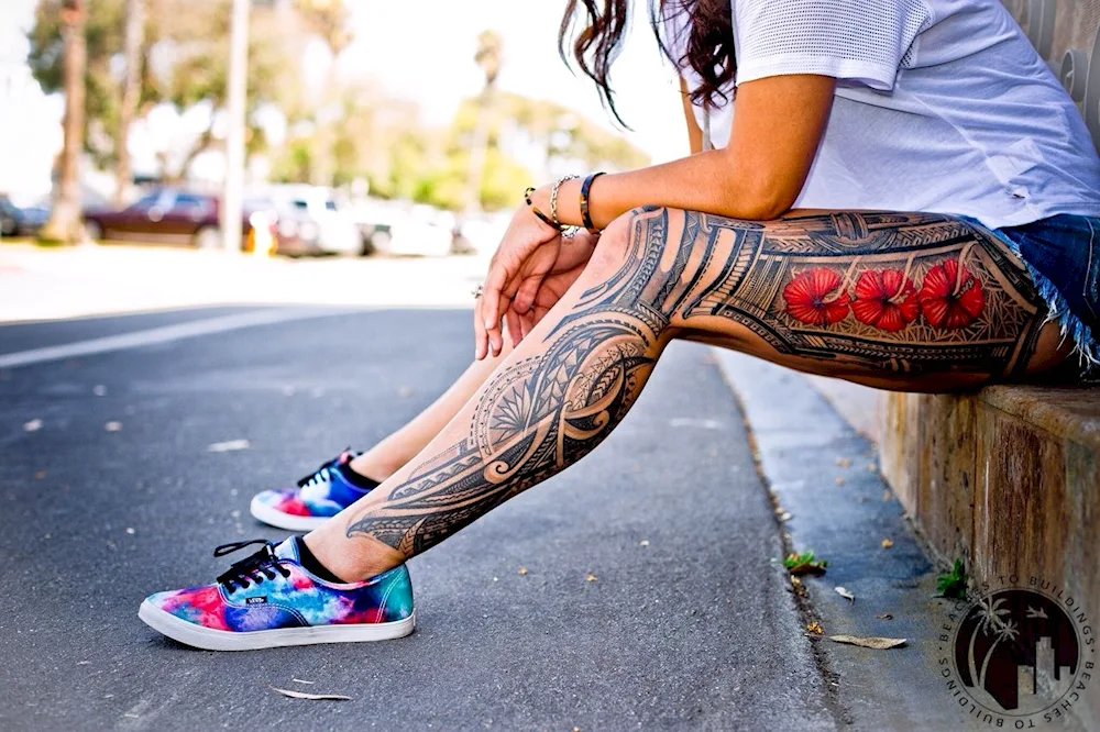 Tattoo on the shin for women