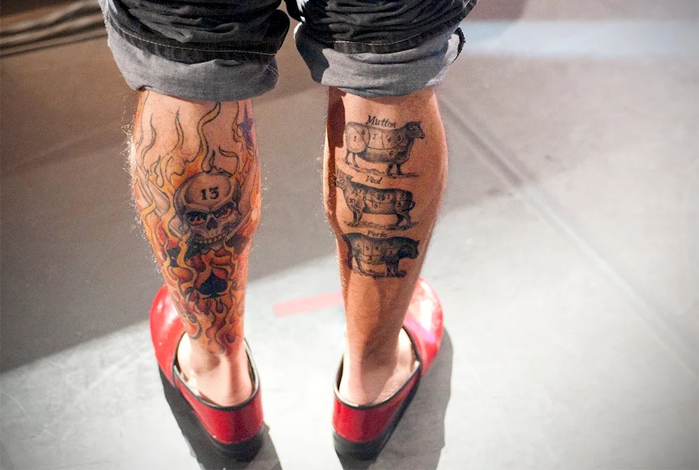 Tattoo on the leg men's