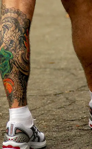 Men's leg tattoo