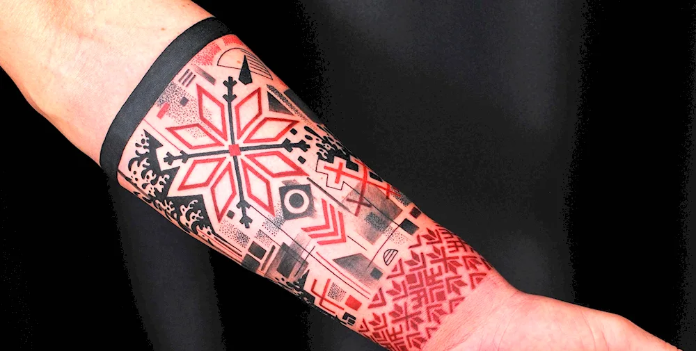 Tattoo on forearm Slavic runes