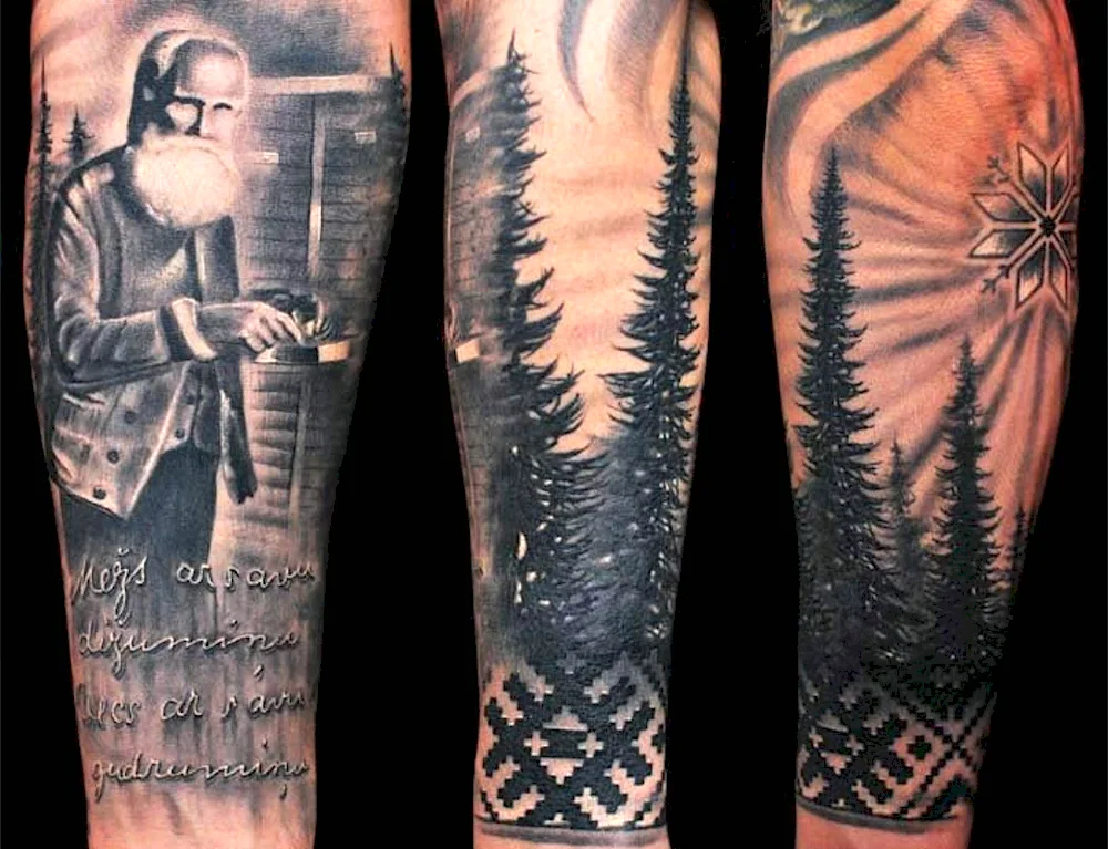 Old Slavic forearm tattoo