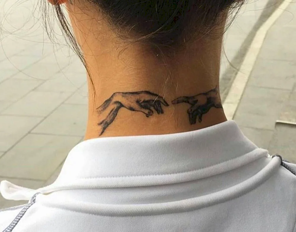 Hand tattoos for girls on the neck