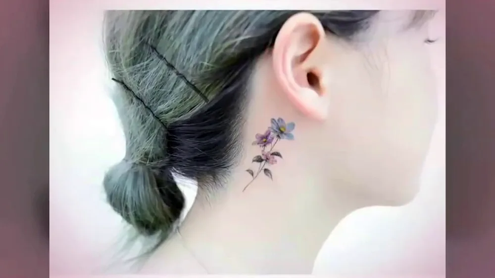 Girl neck tattoo on the side