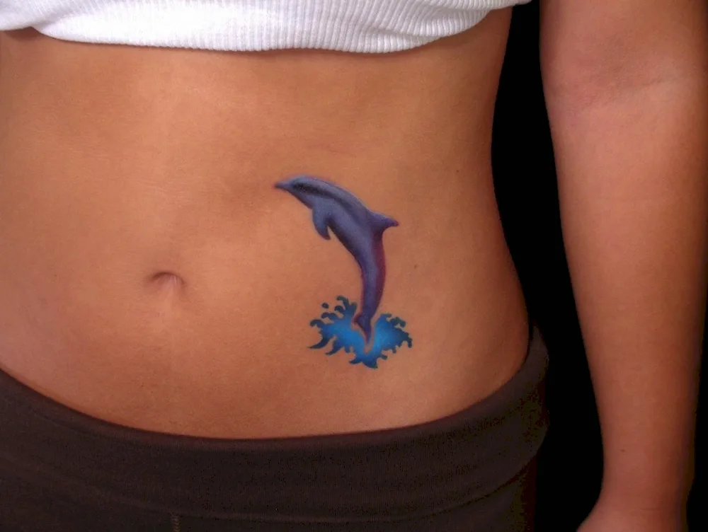 Colour tattoo on the belly