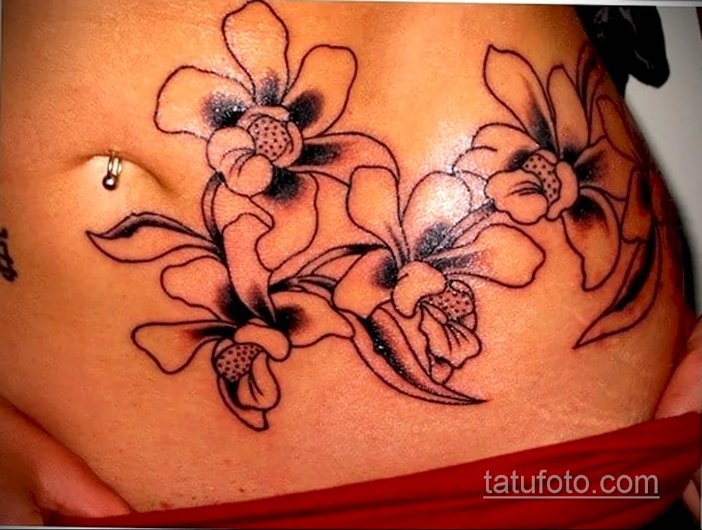 Tattoos on the lower abdomen