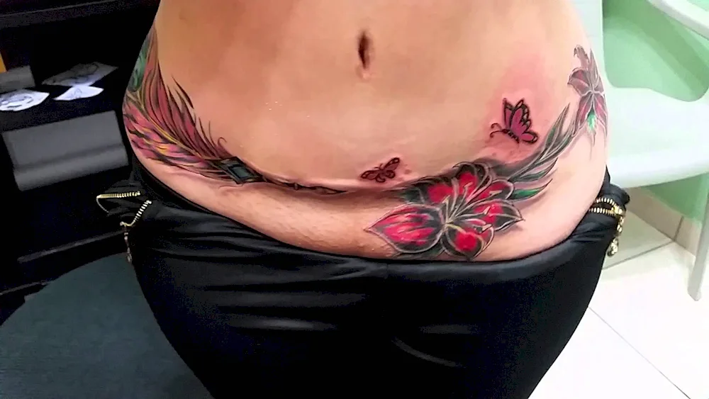 Tattoo on belly for girls on scar