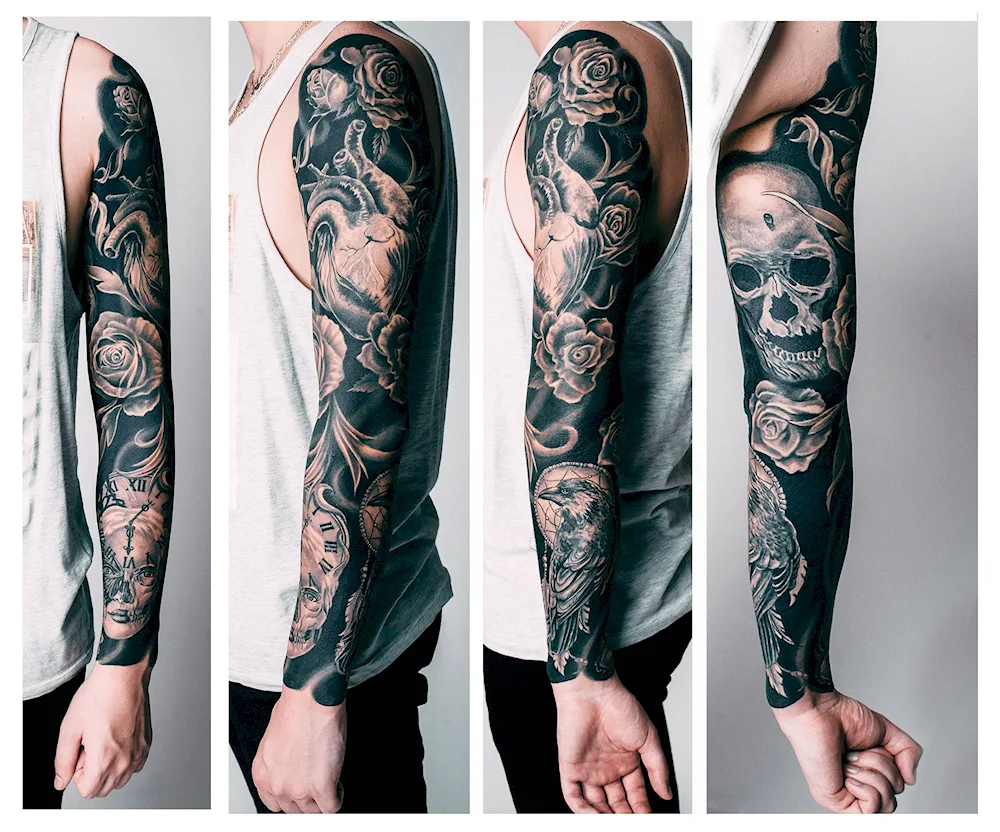 Old Skool half-sleeve tattoo