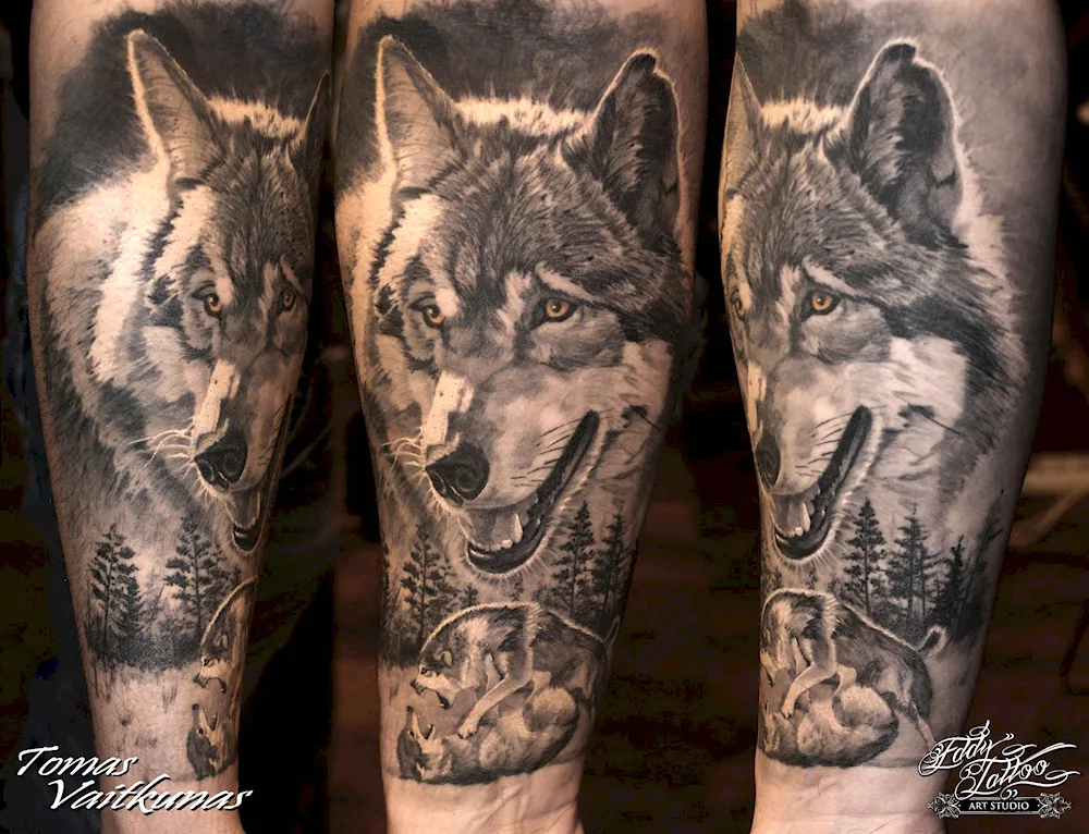 Wolf family tattoo