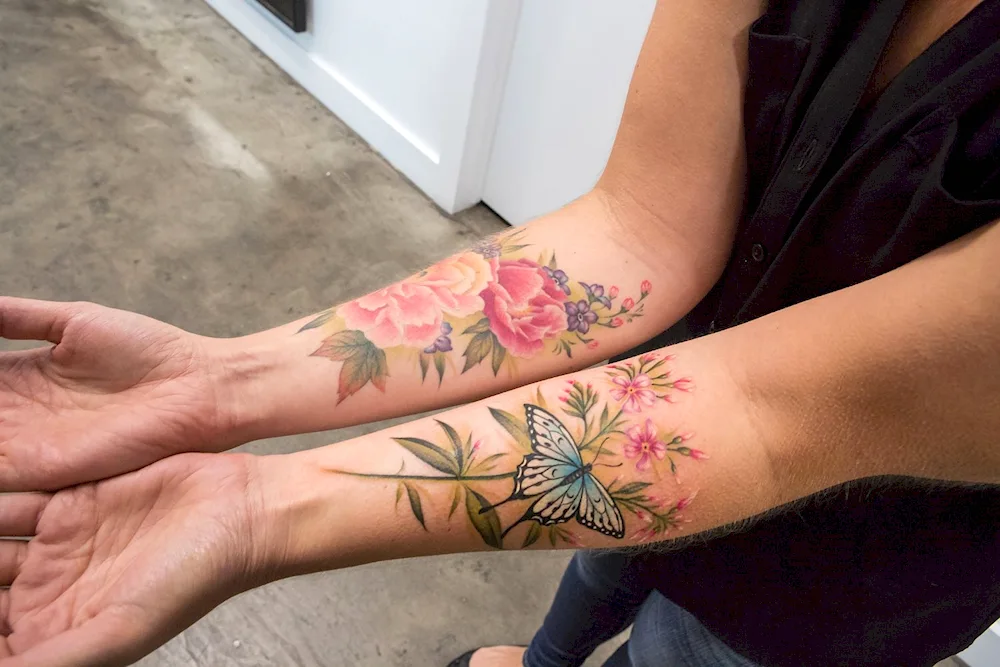 Tattoo flowers on arm