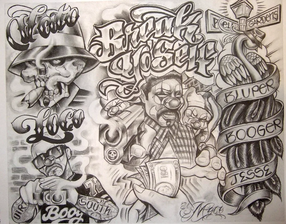 Chicano tattoo sketches