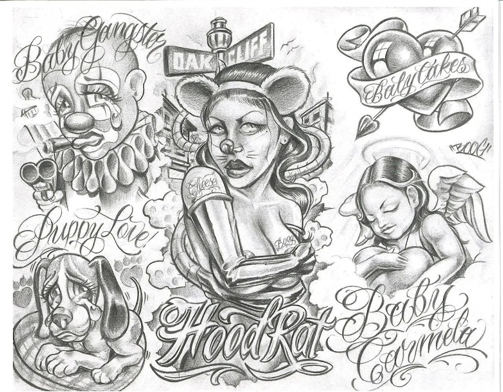 Chicano tattoo sketches