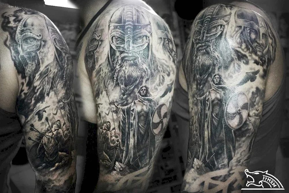 Armour tattoo on the shoulder