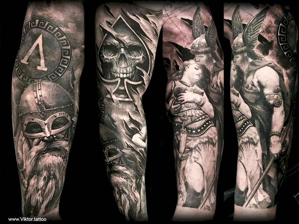 Half-sleeve Scandinavia tattoo