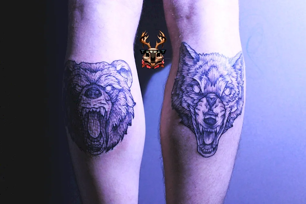 Men's leg tattoo