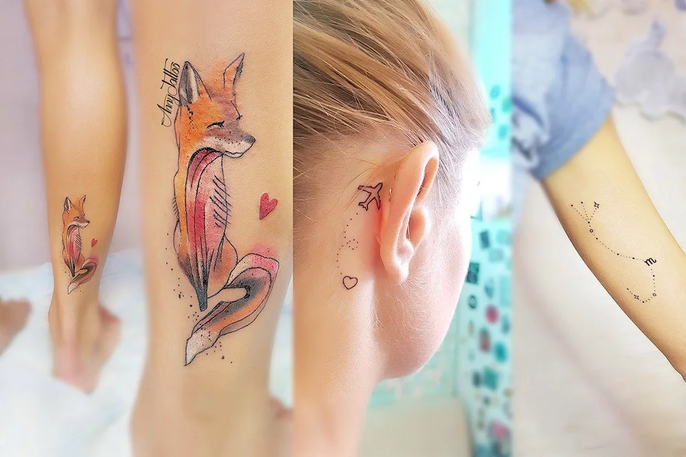 Girl ear tattoo