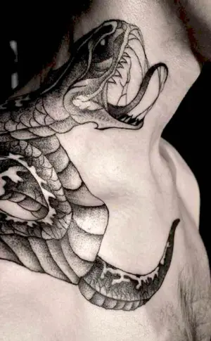 Snake tattoo on neck