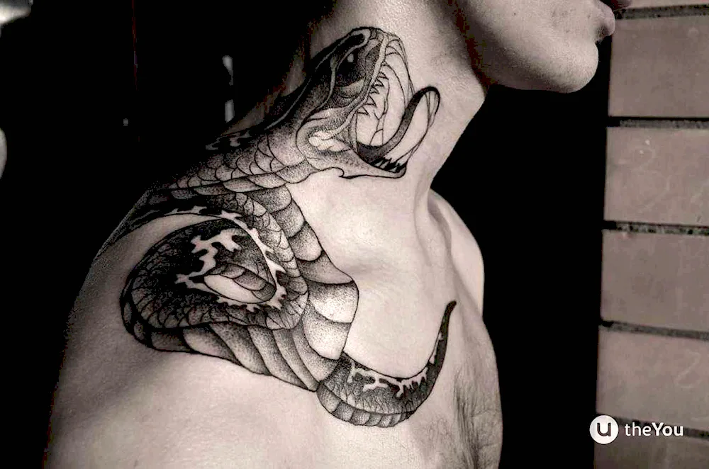 Snake tattoo on neck