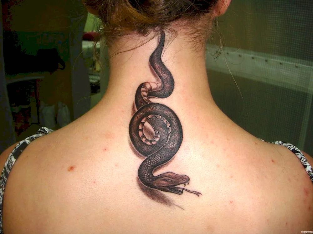 Snake tattoo on neck