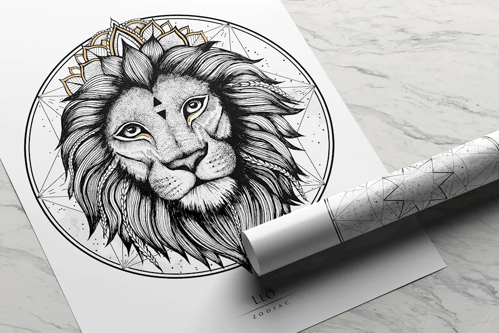 Lion zodiac sign tattoo