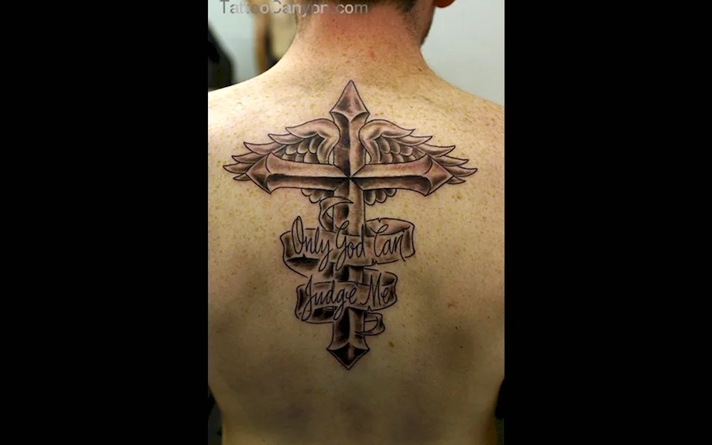 Tattoo cross with chain