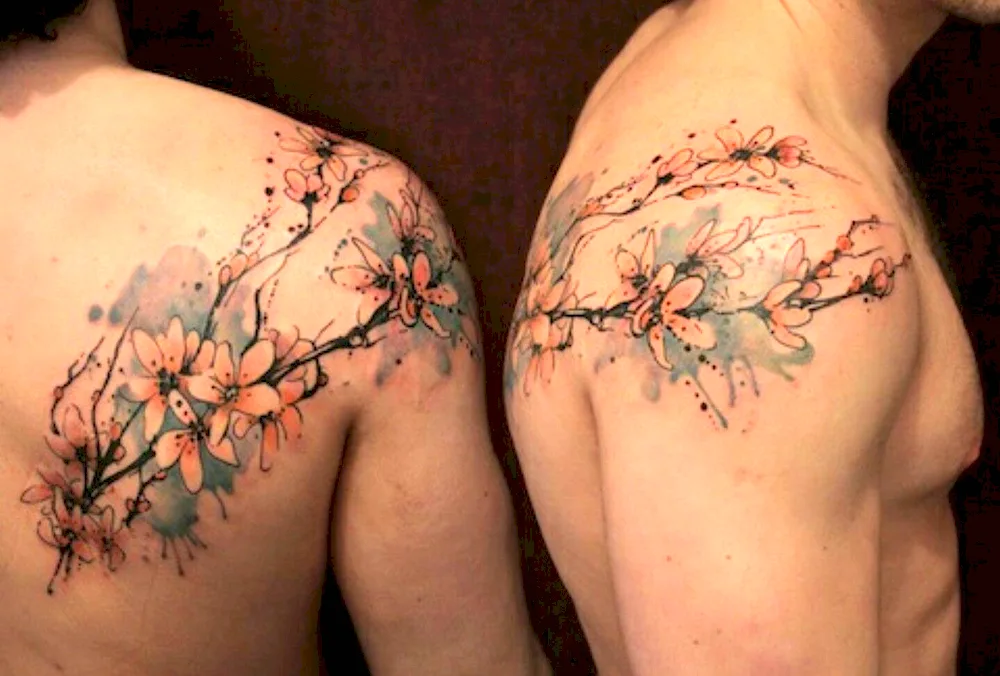 Sakura branch tattoo sketch