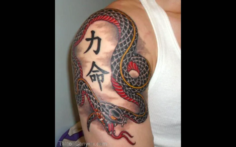 Snake tattoo on neck