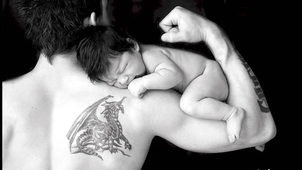 Mother and child tattoos for men