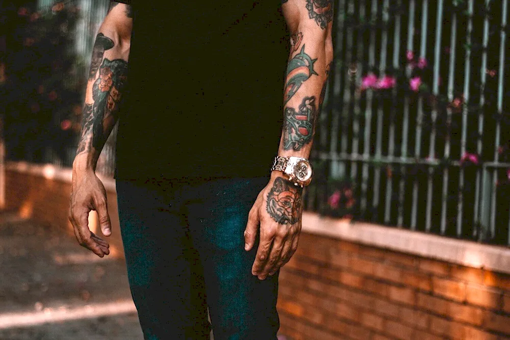 Men's tattoos on the arm