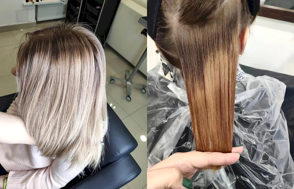 Air touch blond balayage on long bob