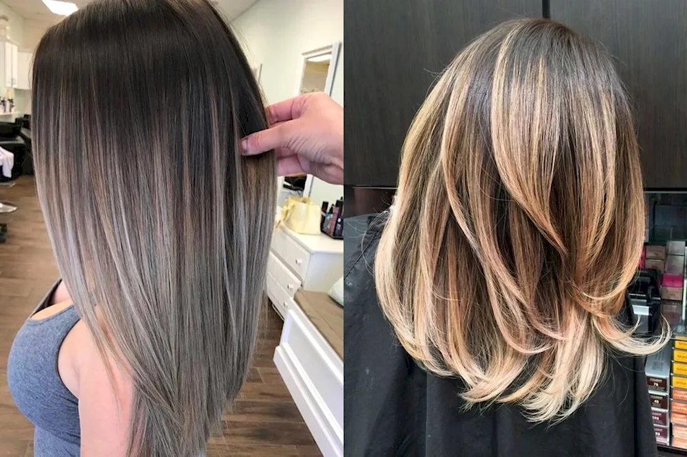 Balayage colouring technique on medium dark hair