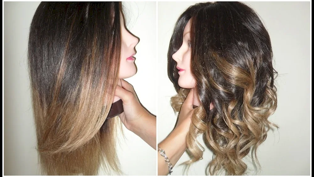 Technique shatush on dark medium hair