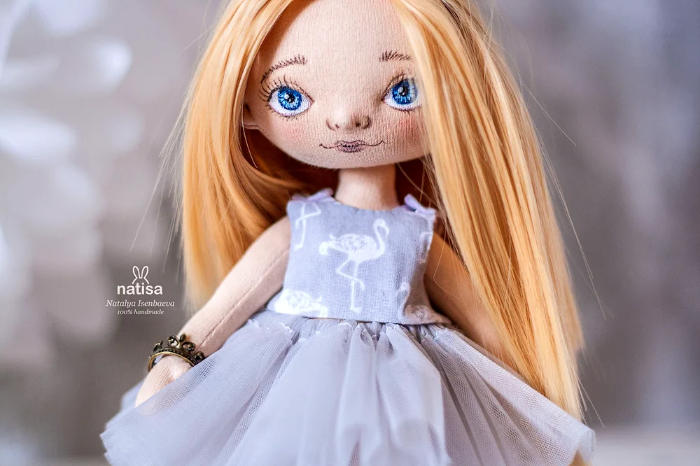 Textile dolls doll on hinges